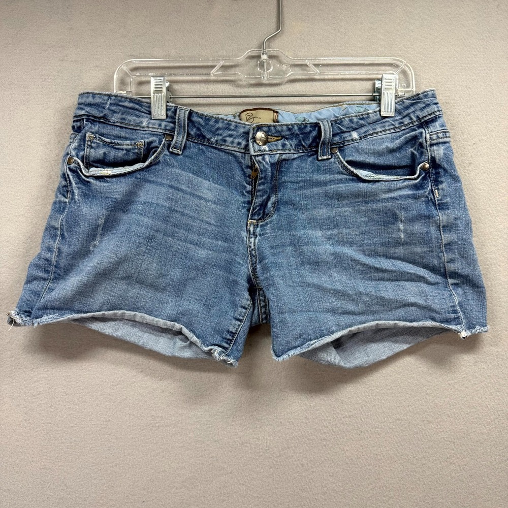 Paige Jimmy Jimmy Shorts Womens 27 W34* Blue Denim Jorts Cotton Stretch Low Rise